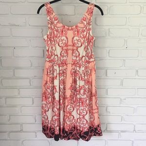 Peach + “Flamingo Pink” Silky Sleeveless Dress